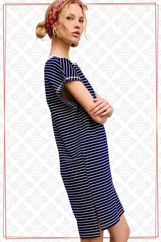 High Low Striped Tshirt Dress