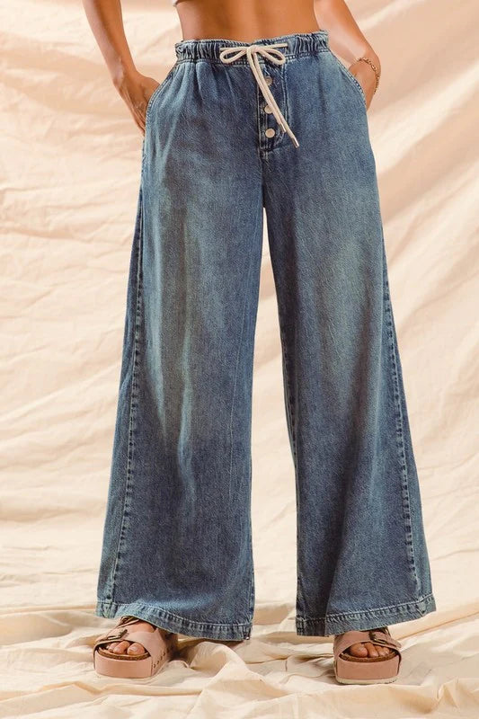 Scout Wide Leg Drawstring Denim