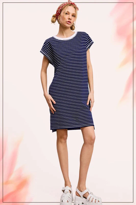 High Low Striped Tshirt Dress