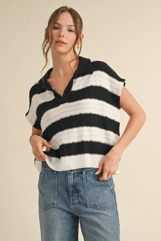 Mimi Striped Collared Sweater