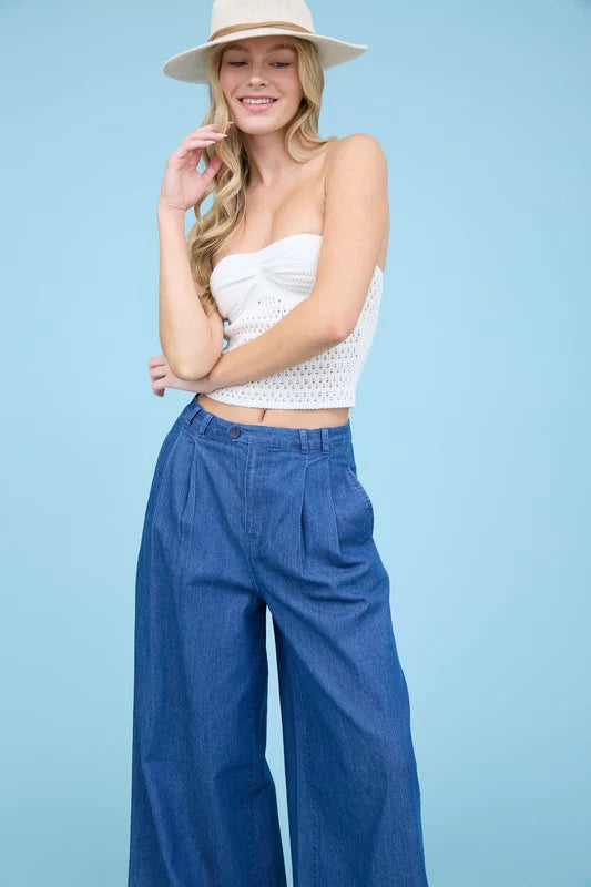 Vanna Pleated Denim Pants