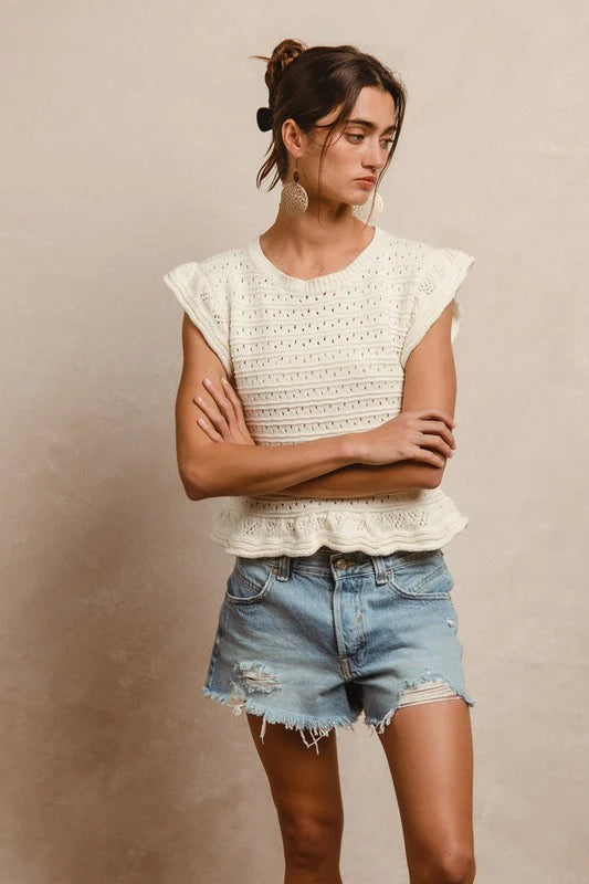 Amie Ruffled Hem Knit Sweater