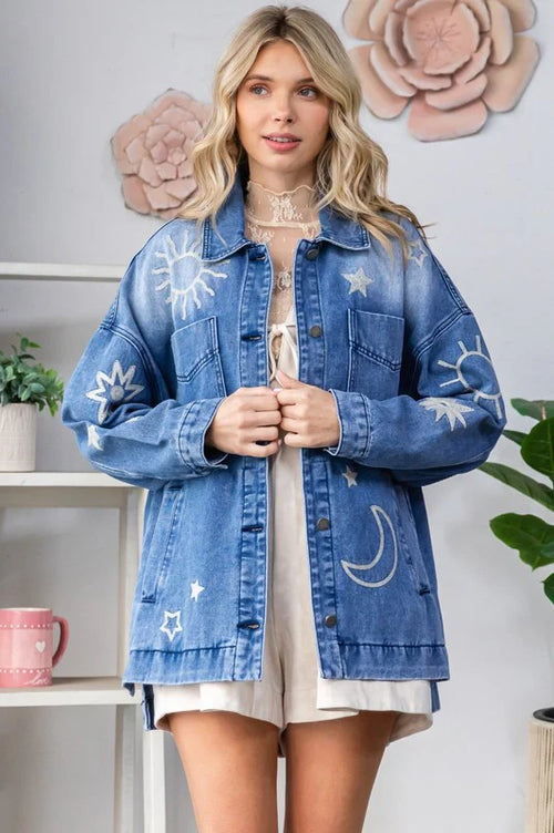 Embroidered Denim Barn Jacket