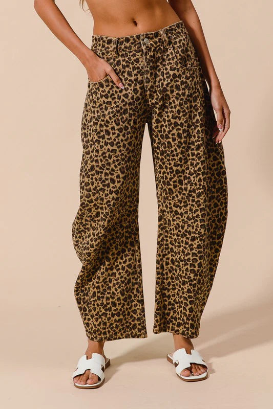 Blanche Leopard Barrel Jeans