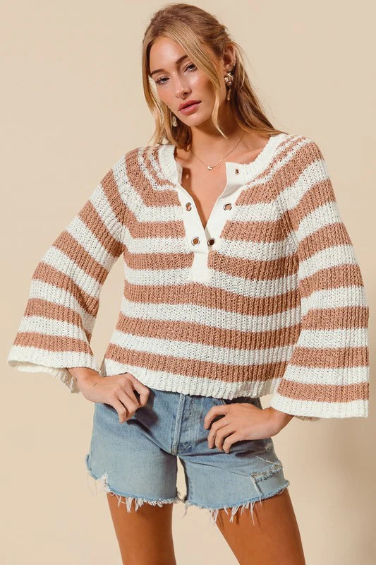 Nora Placket Striped Sweater