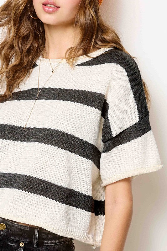 Stella Stripe Short Sleeve Sweater