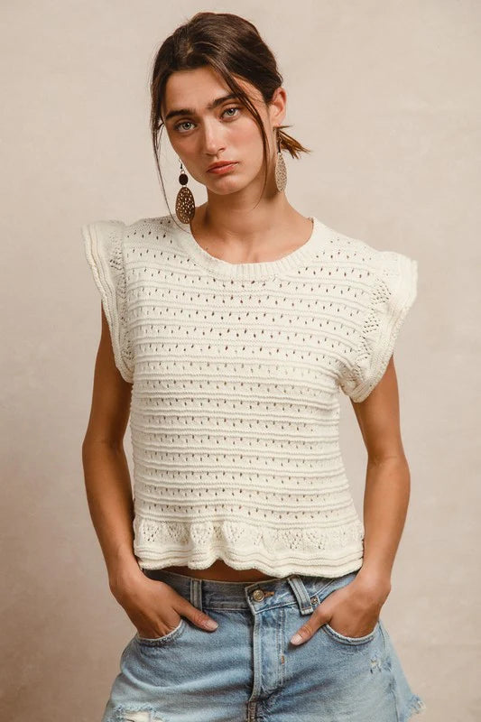 Amie Ruffled Hem Knit Sweater