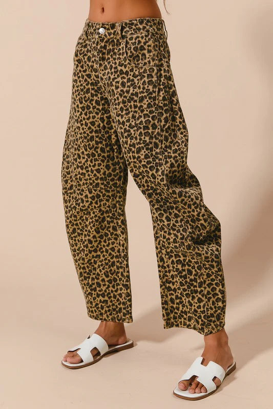 Blanche Leopard Barrel Jeans