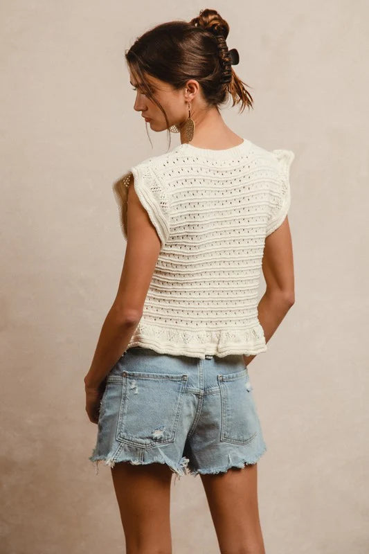 Amie Ruffled Hem Knit Sweater