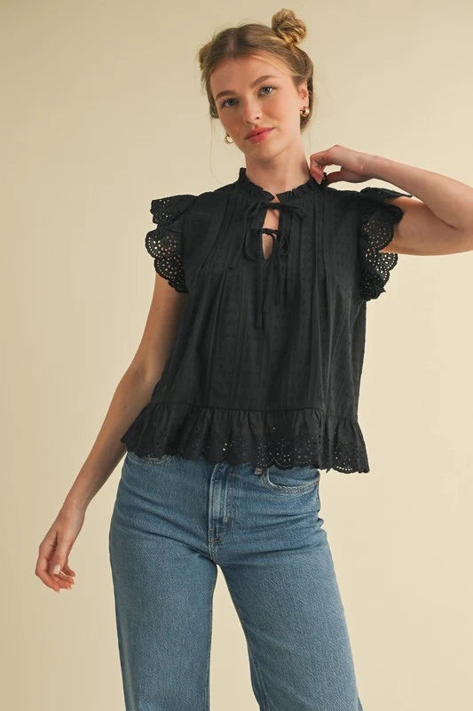 Samantha Lace Trim Top