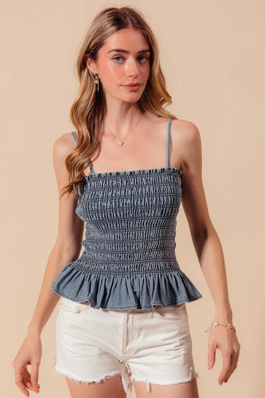 Dakota Smocked Denim Top