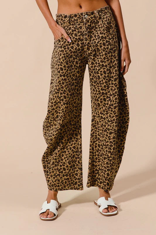 Blanche Leopard Barrel Jeans