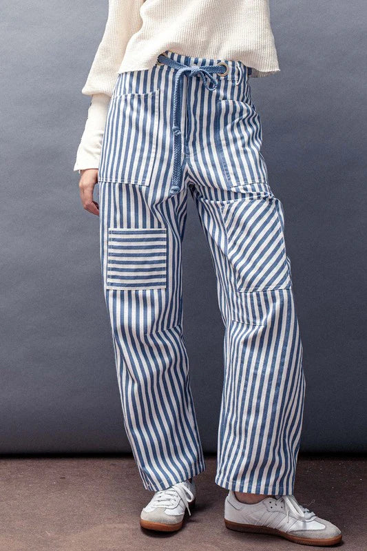 Mona Striped Drawstring Pants