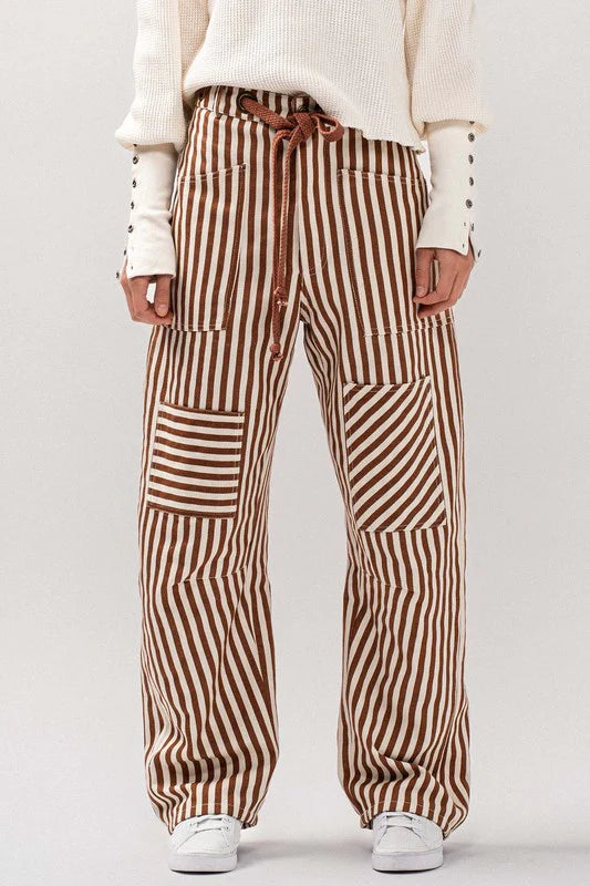 Mona Striped Drawstring Pants