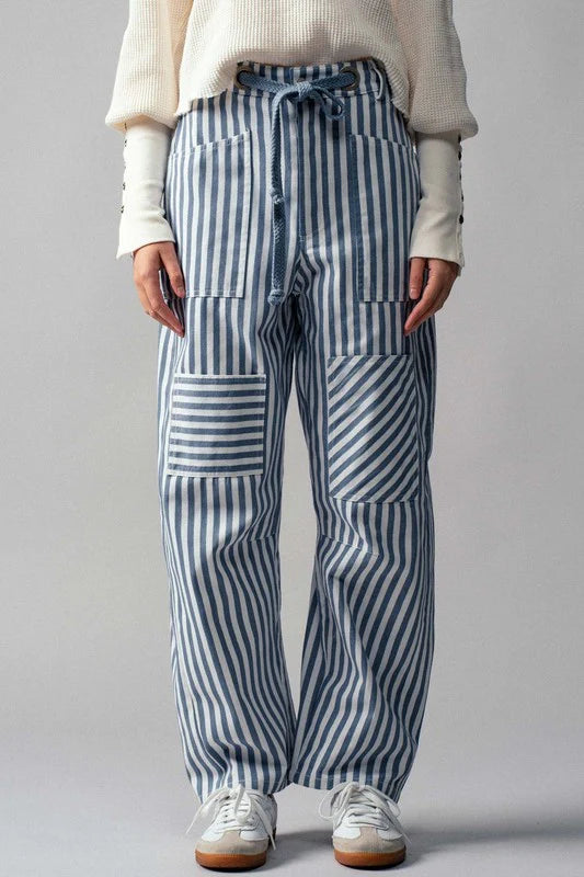 Mona Striped Drawstring Pants