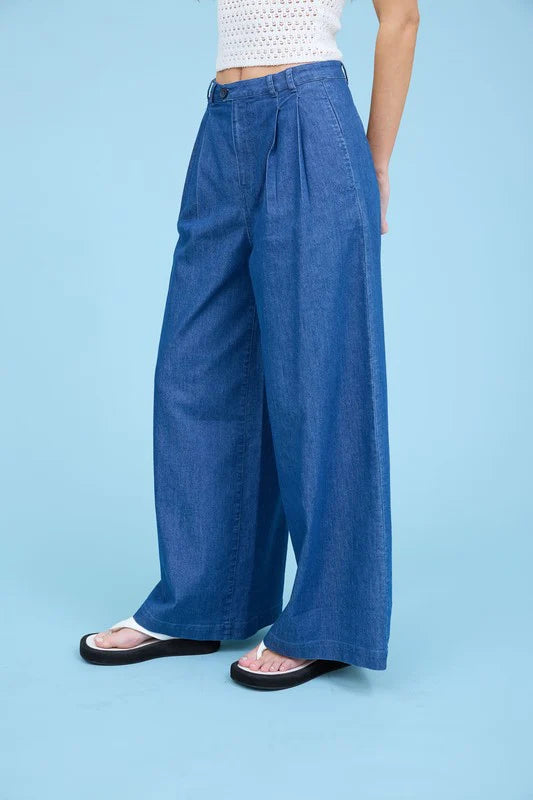 Vanna Pleated Denim Pants