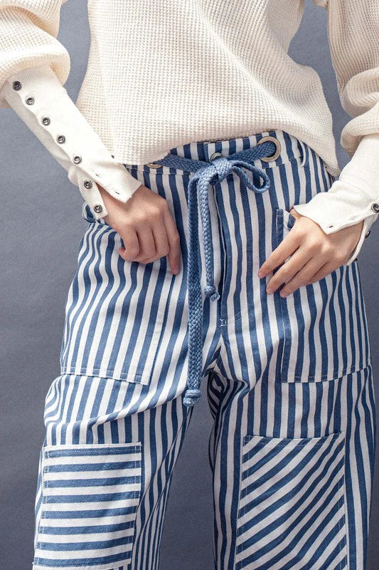 Mona Striped Drawstring Pants
