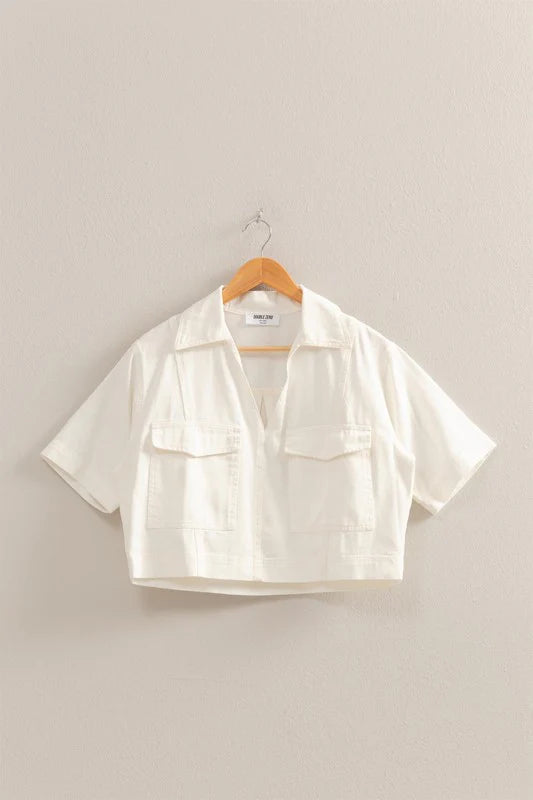 Flap Pocket Denim Top
