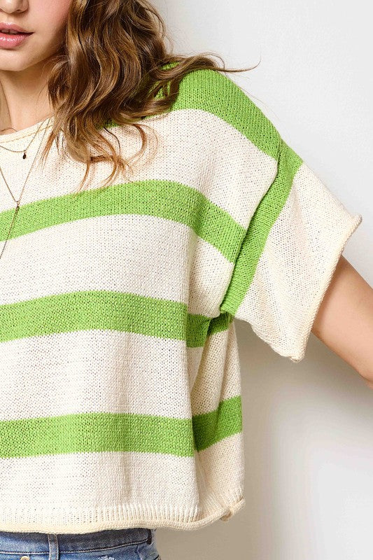 Stella Stripe Short Sleeve Sweater