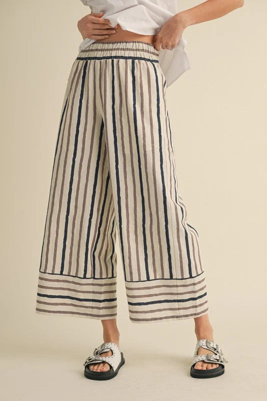 Mocha Striped Wide Leg Pants