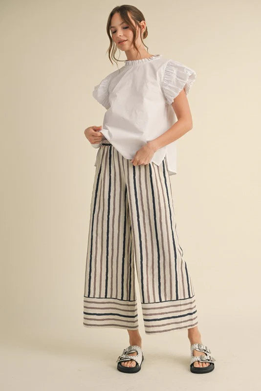 Mocha Striped Wide Leg Pants
