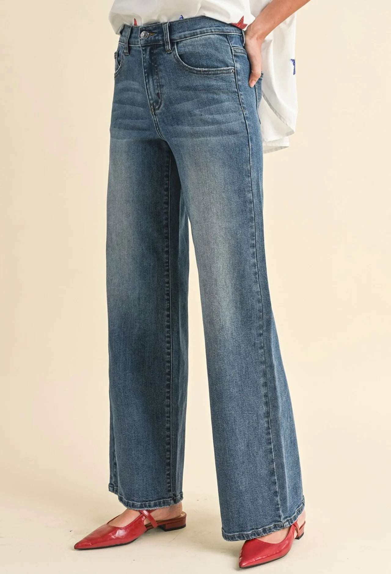 Annabelle High Rise Wide Leg Denim Jean
