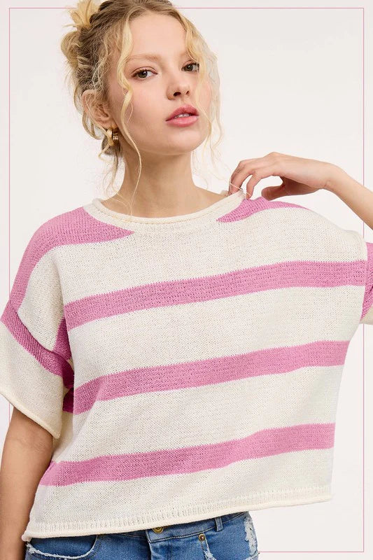 Stella Stripe Short Sleeve Sweater
