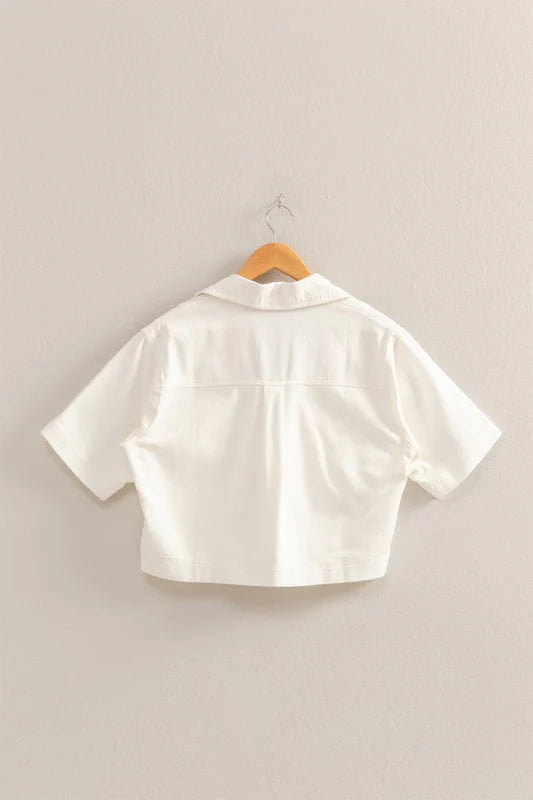 Flap Pocket Denim Top