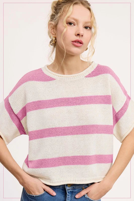 Stella Stripe Short Sleeve Sweater