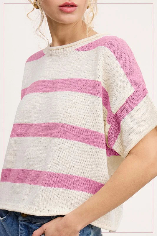 Stella Stripe Short Sleeve Sweater