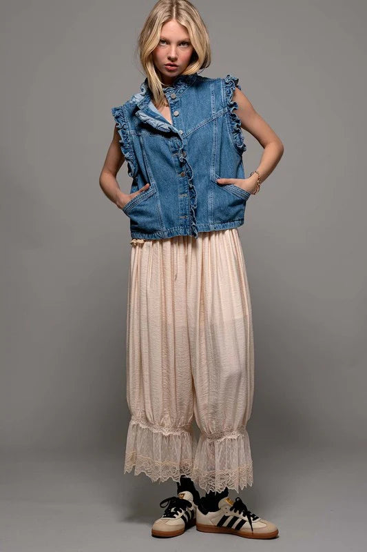 Drue Ruffle Denim Vest