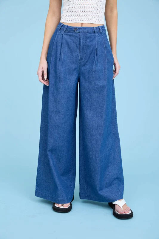 Vanna Pleated Denim Pants